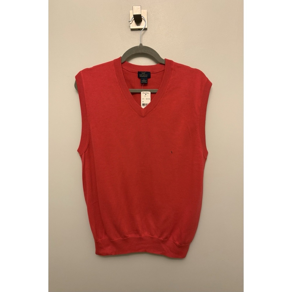 Brooks Brothers Sweater Vest Men's Large Red Supima Cotton Grandpacore Golf NWT